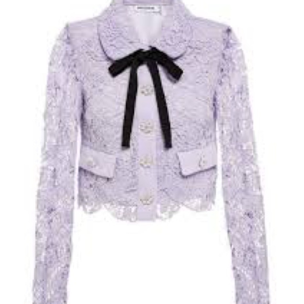 Self-Portrait Embellished Cropped Romantic Lace Jacket